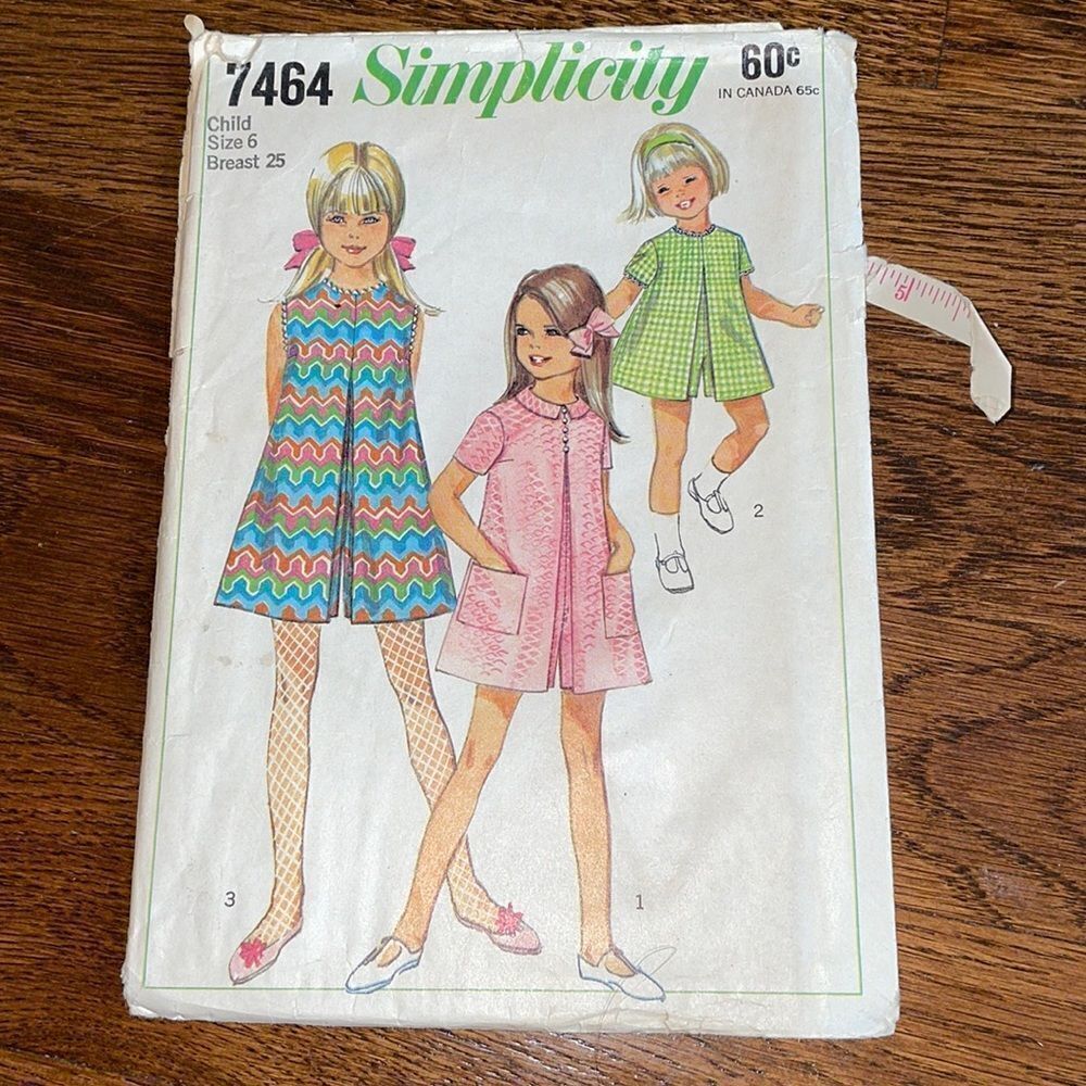 Vtg 1967 Simplicity girls’‎ pant dress sewing pattern